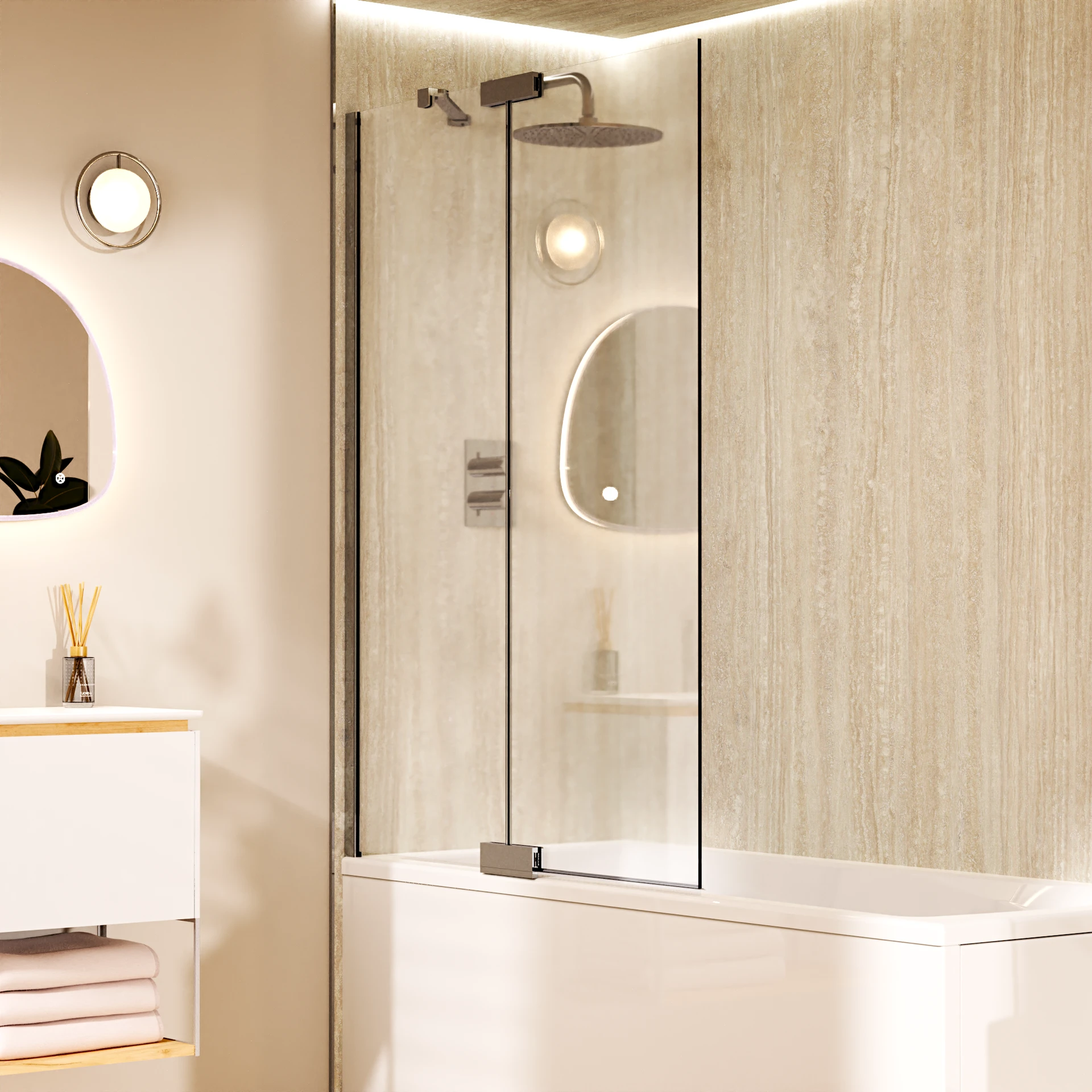 Asura 8mm Bath Screen with hinged panel 1200