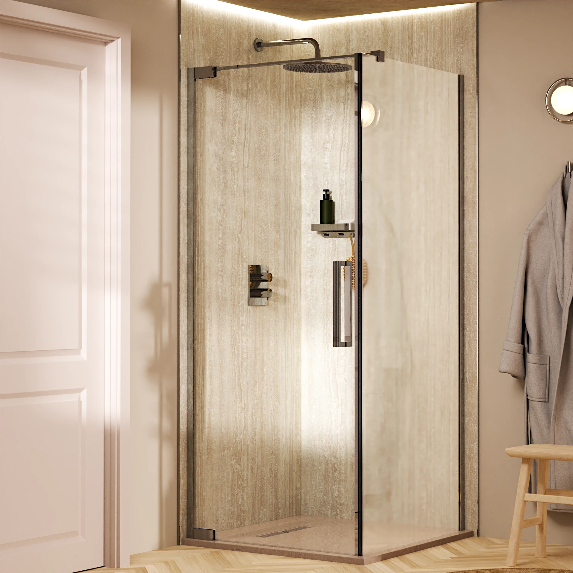 Asura Hinged Shower Door with Side Panel