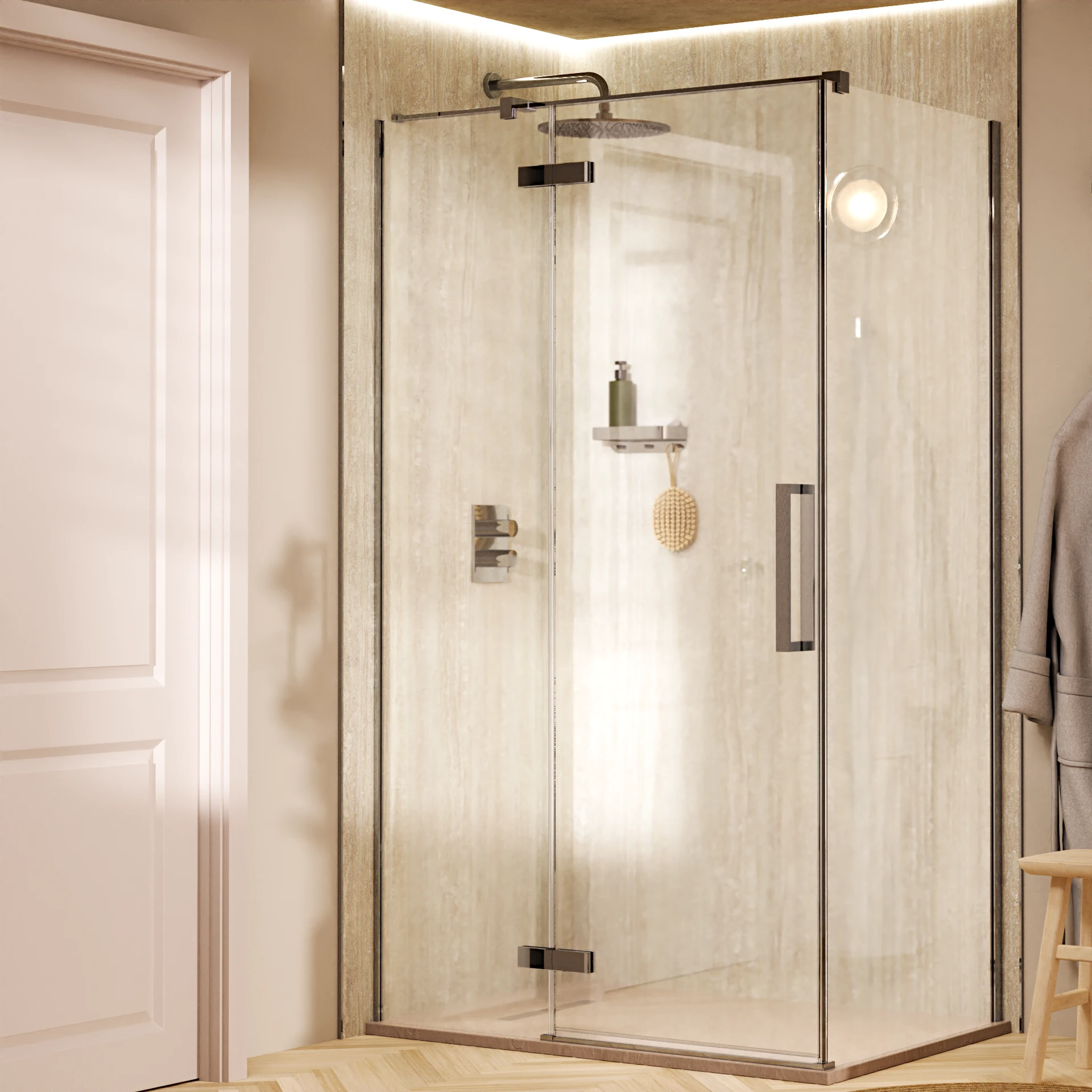 Asura Inline Hinged Shower Door with Side Panel