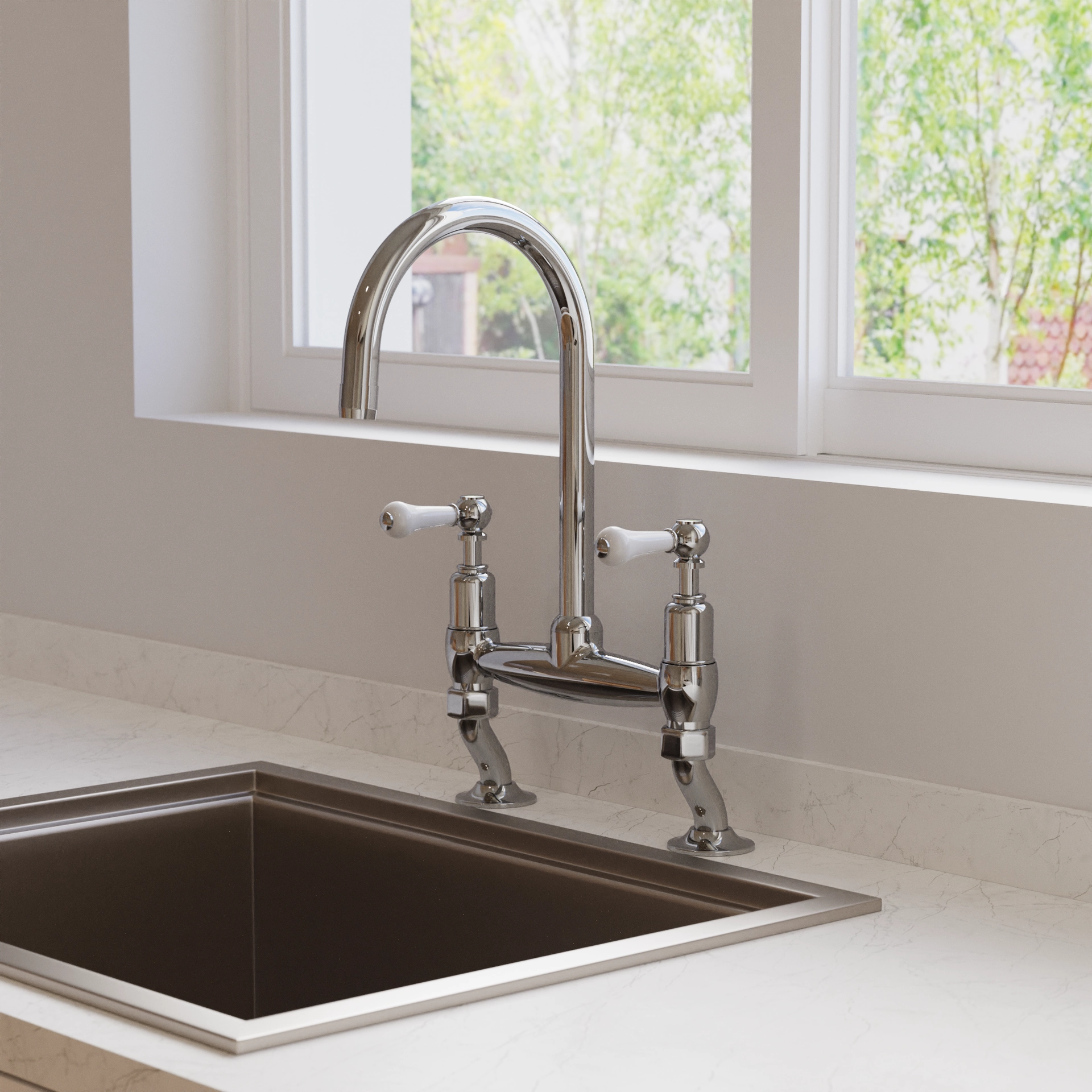 Belgravia Kitchen Mixer Deck Mounted Chrome