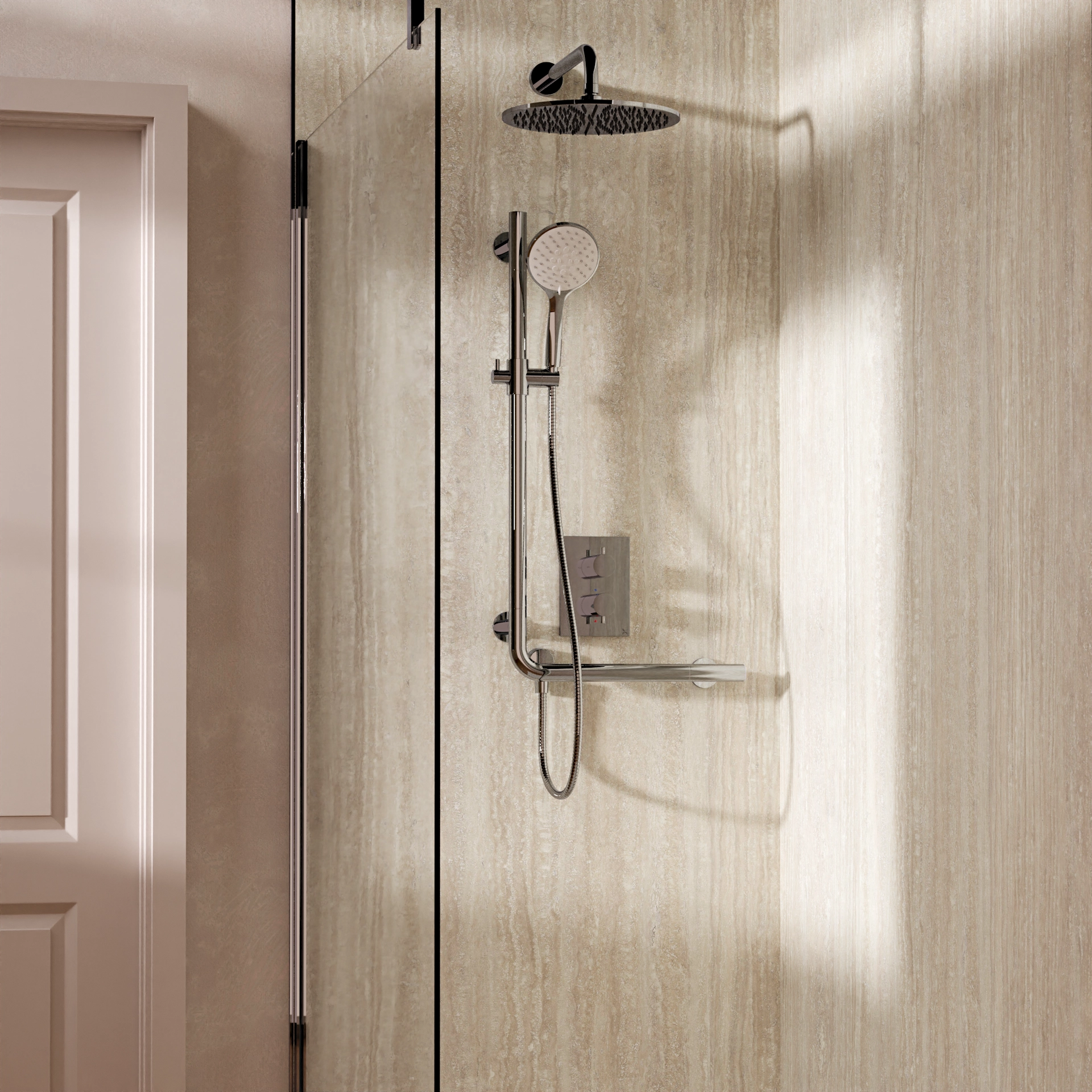 Grab Bar Shower Handset Attachment