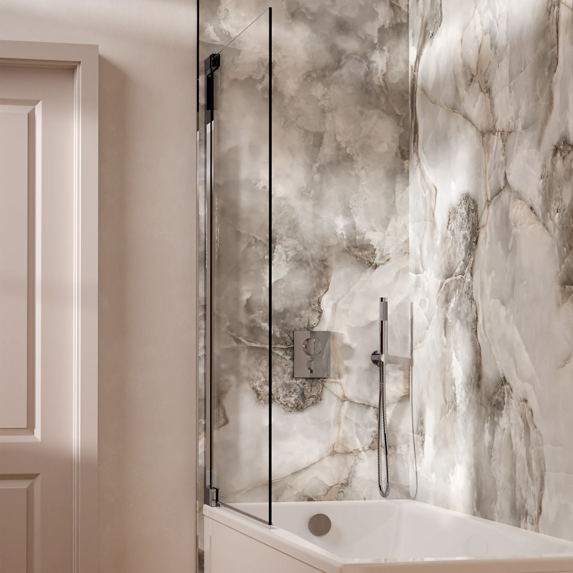 Crossbox Push Shower Set 3 with Handset & Bath Filler