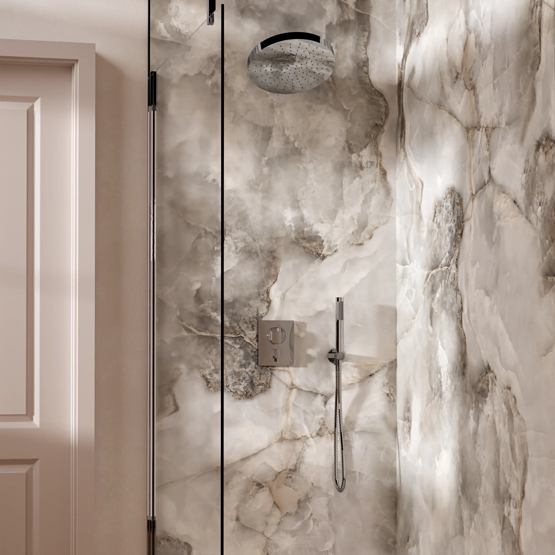 Crossbox Push Shower Set 6 with Fixed Head & Handset