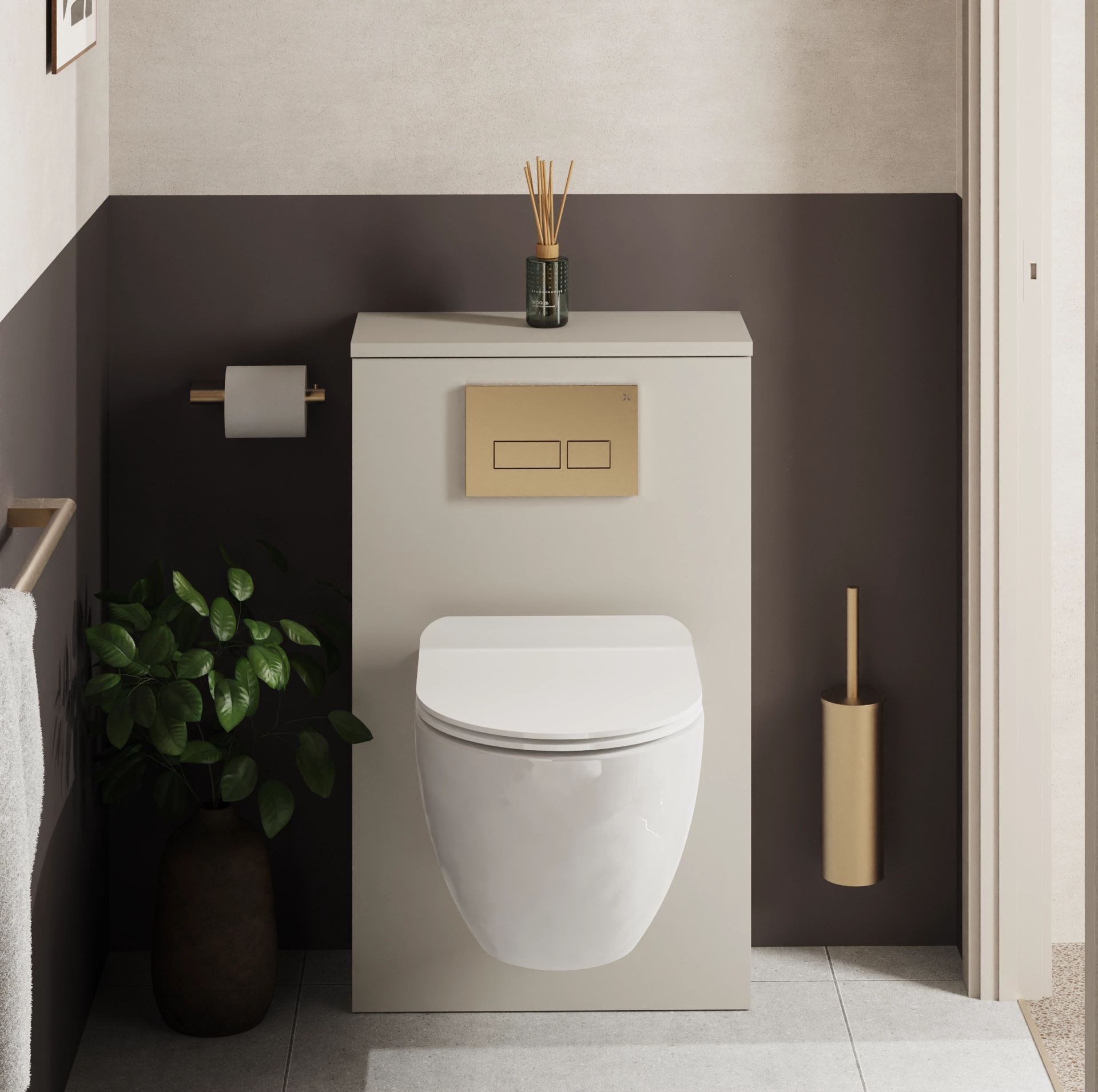 Toilet Furniture Unit in Warm Stone