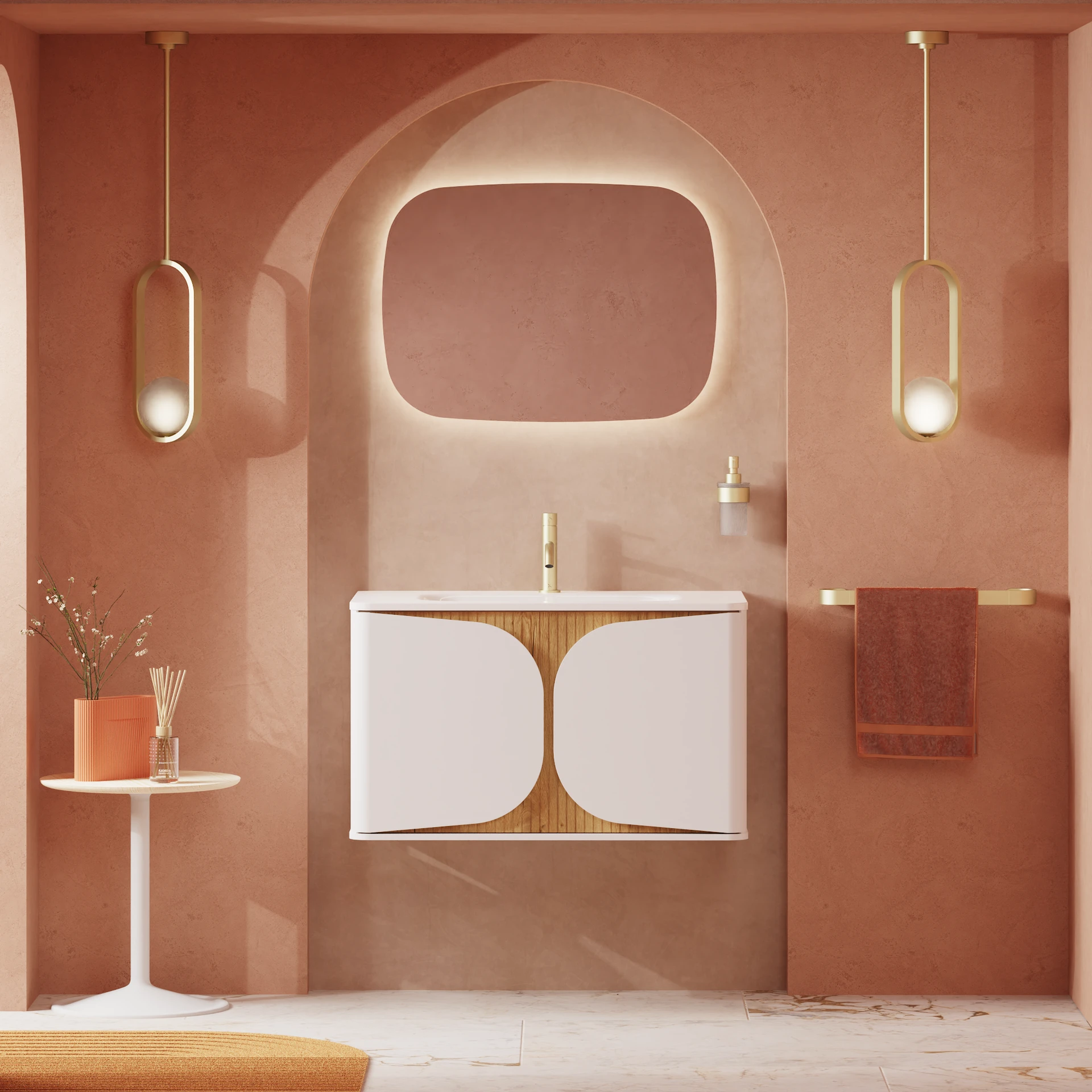 Tambour Wall Hung Furniture Unit with Basin - 800mm