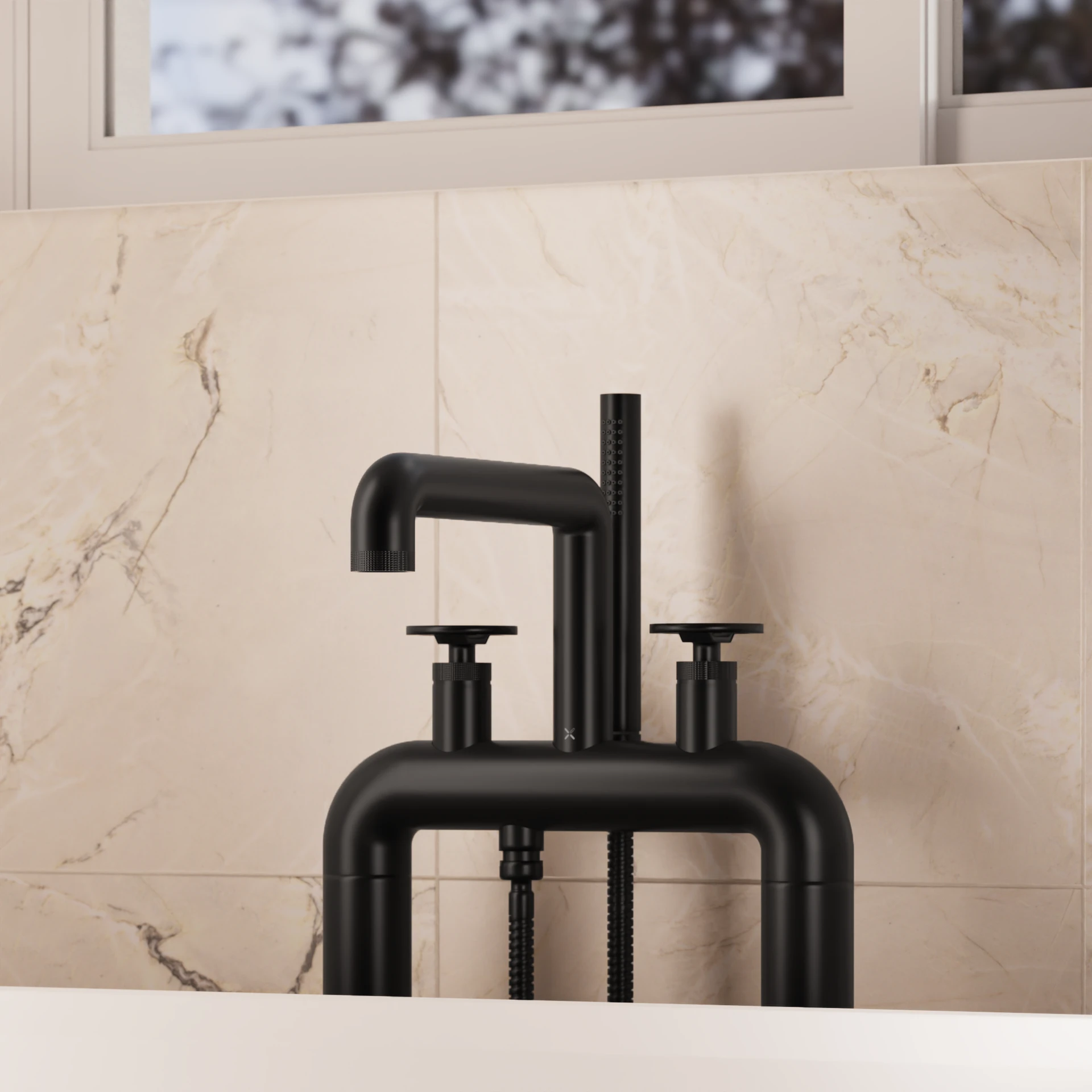 Union Freestanding Bath Shower Mixer Wheel Handles