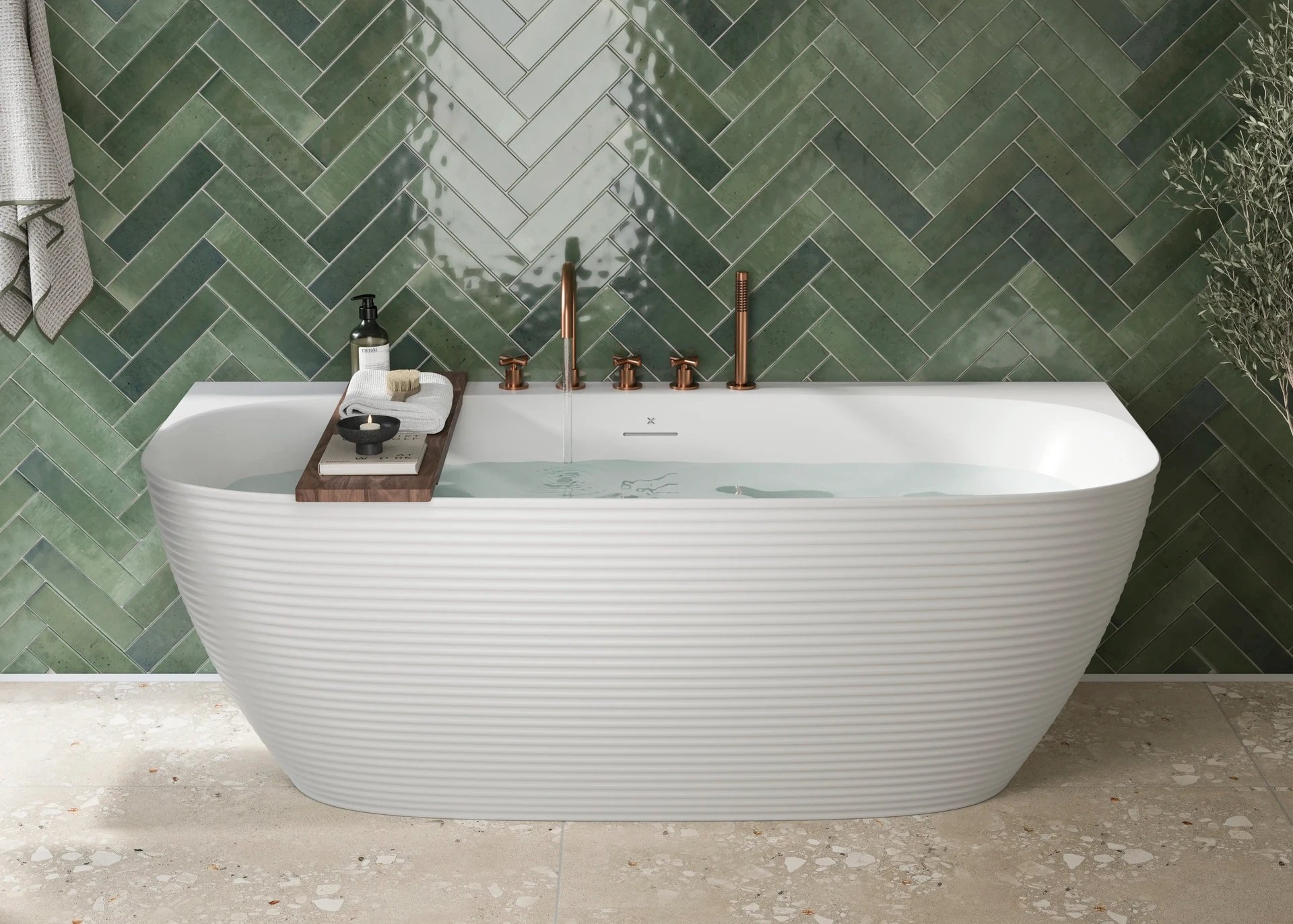 Auriga Fluted Back to Wall Bath