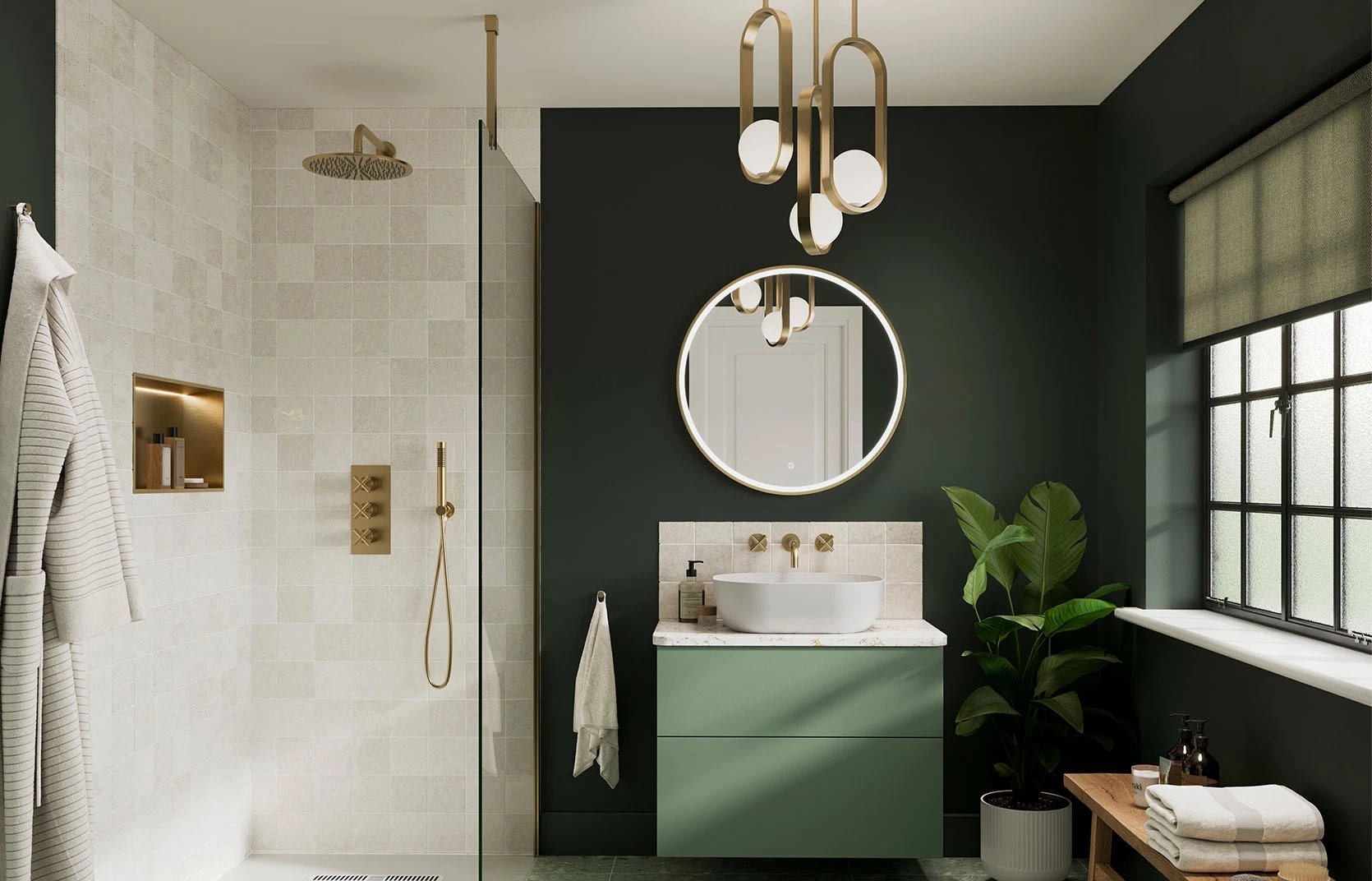 Brushed brass bathroom design