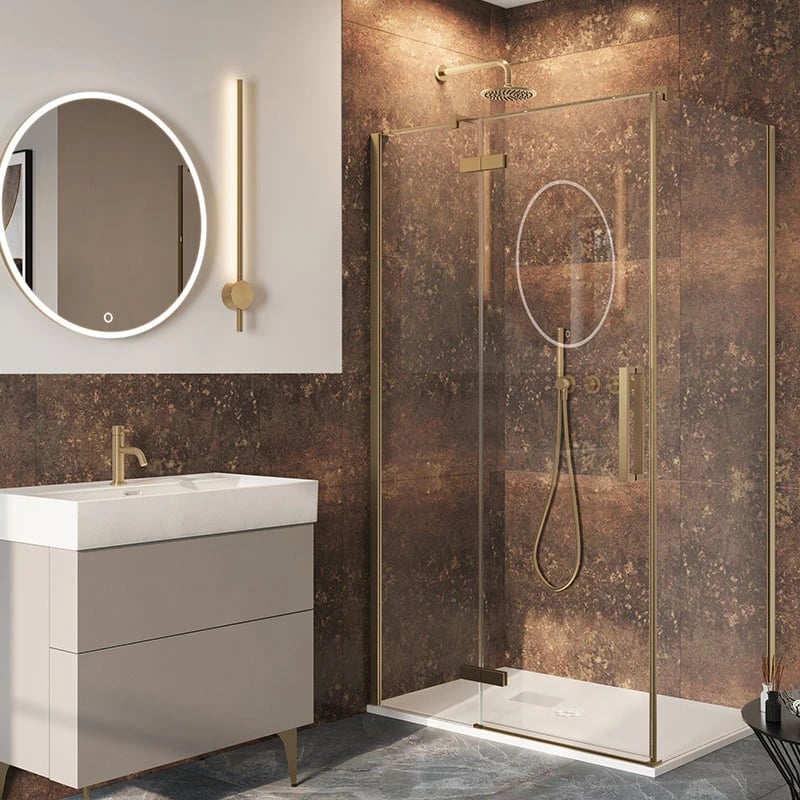 Brushed brass shower enclosure
