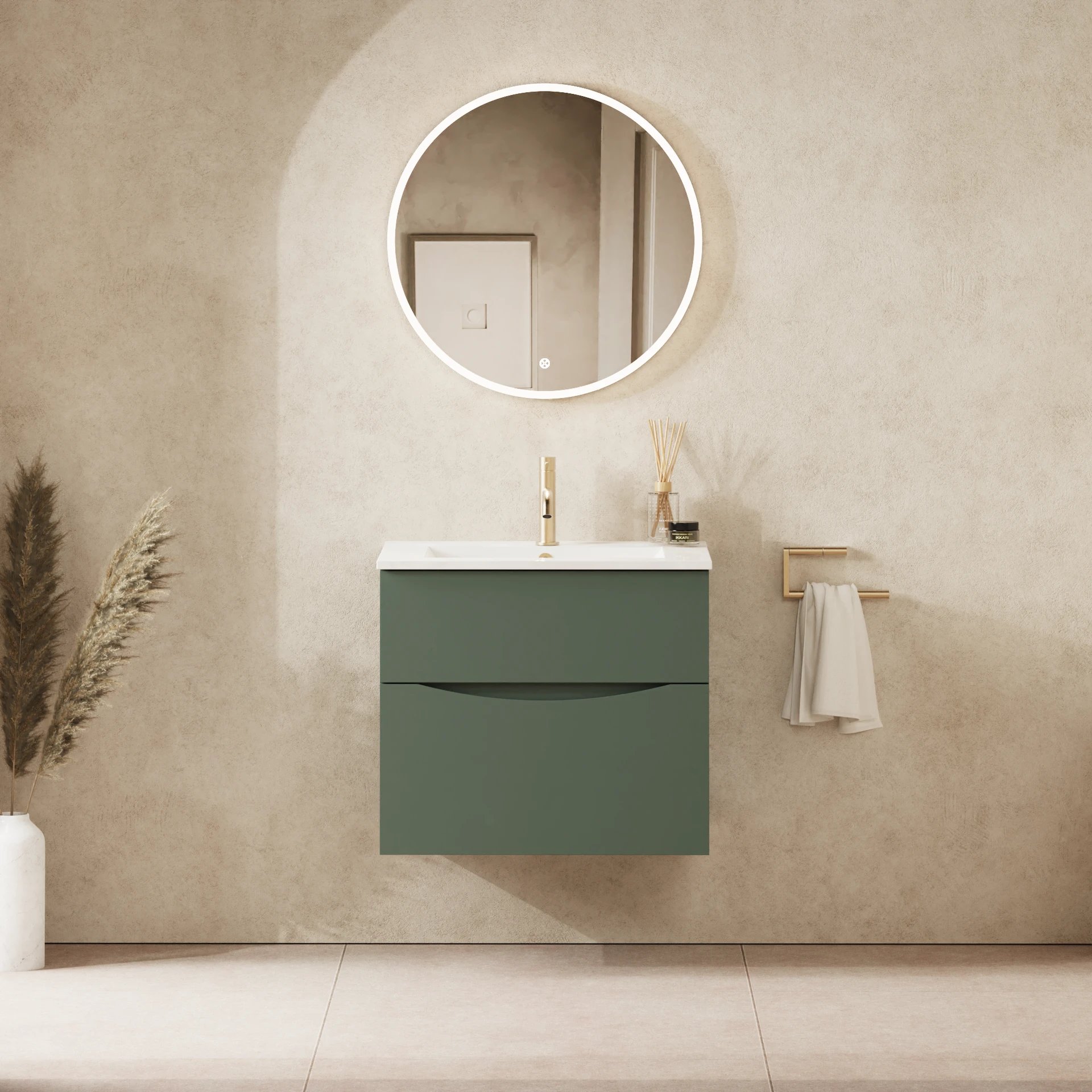 Glide II 2 Drawer Basin Unit 600 Sage Green