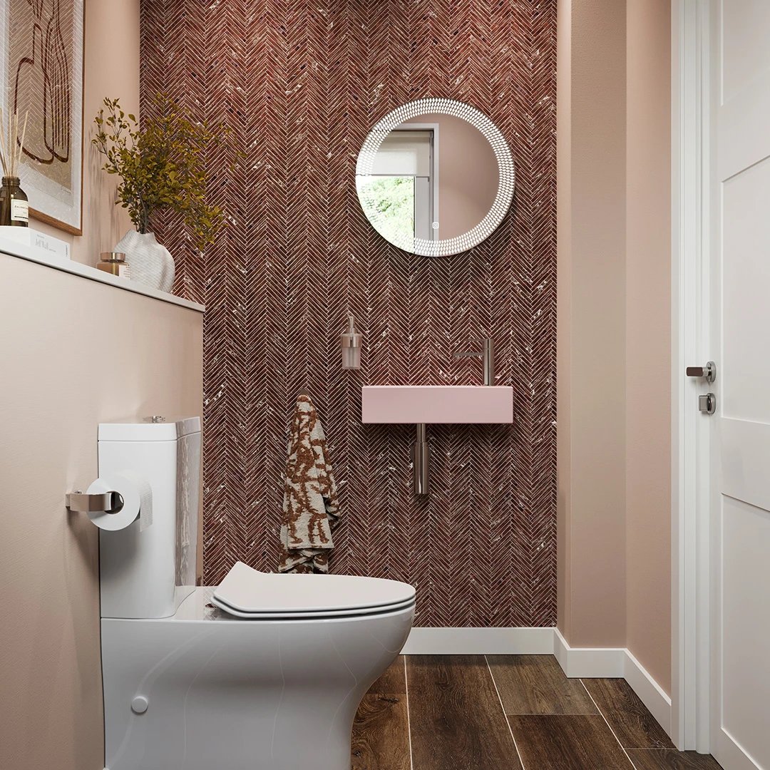 Warm neutral cloakroom design