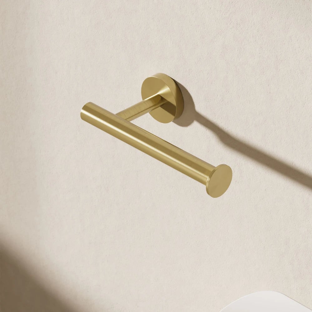 brushed brass toilet roll holder