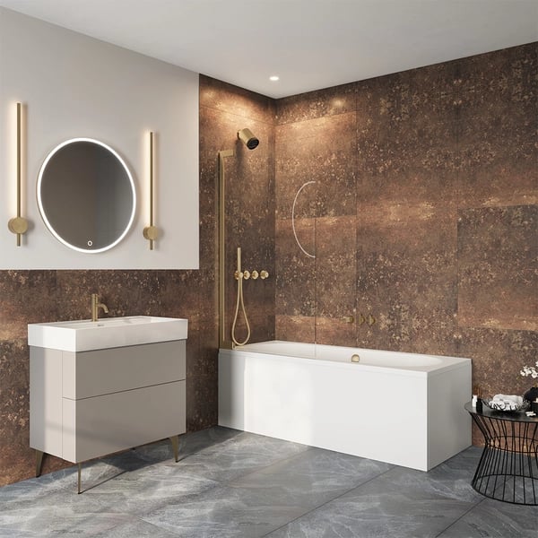 Asura Hinged Bath Screen in Brushed Brass