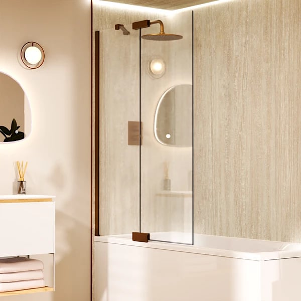 Asura 8mm Bath Screen with hinged panel 1200