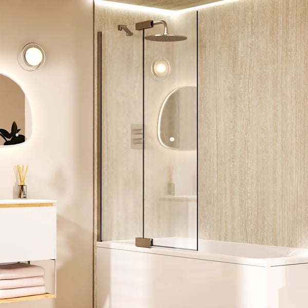 Asura 8mm Bath Screen with hinged panel 1200