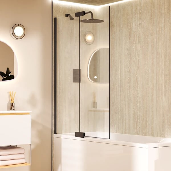 Asura 8mm Bath Screen with hinged panel 1200