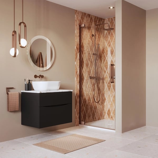 Asura Hinged Shower Door in Brushed Bronze