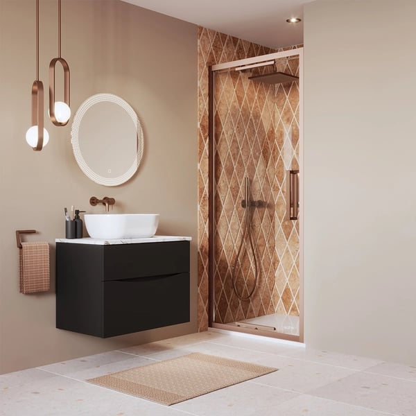 Asura Infold Shower Door in Brushed Bronze