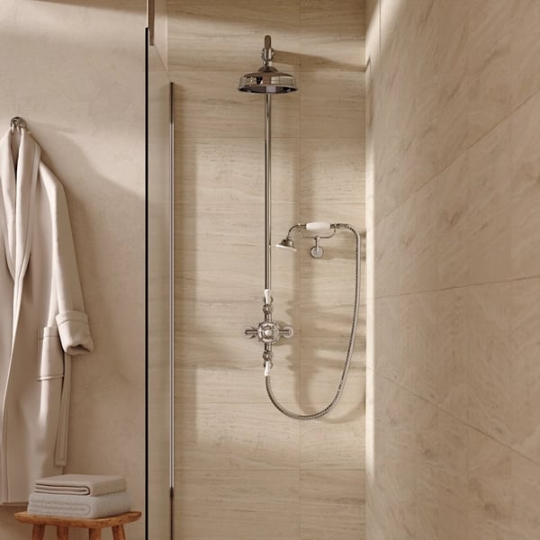 Belgravia Thermo Shower Valve with Fixed Head and Cradle in Chrome