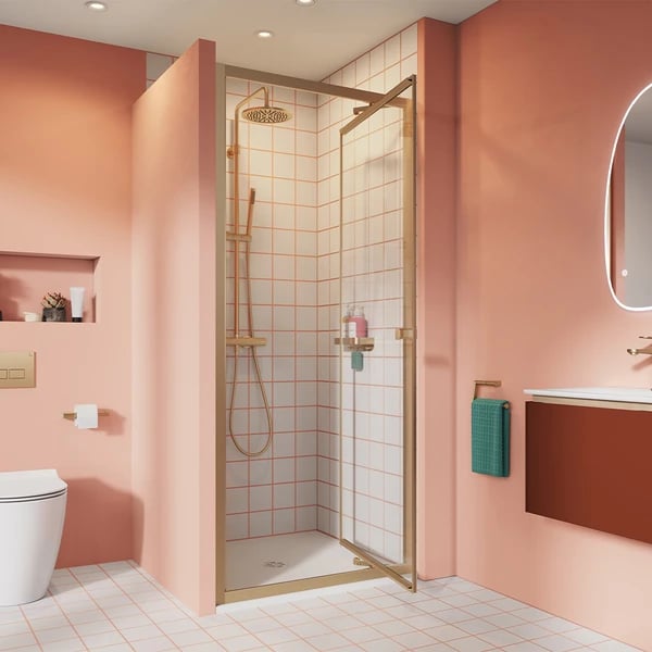 Clear 6 Infold Shower Door in Brushed Brass