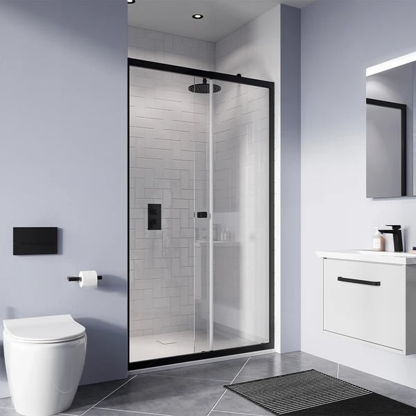Clear 6 Sliding Shower Door in Matt Black
