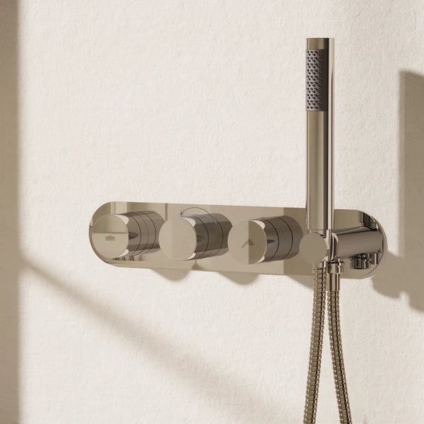 Dial Central Thermostatic Shower Valve with 2 Way Diverter & Handset Chrome
