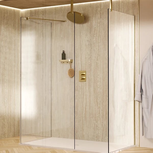 Gallery 8 Walk In Enclosure in Brushed Brass