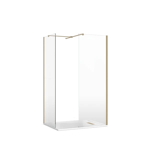 Gallery 8 Corner Shower with T Bracing Bar in Brushed Brass