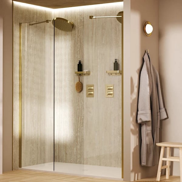 Gallery 8 Double Recessed Shower in Brushed Brass
