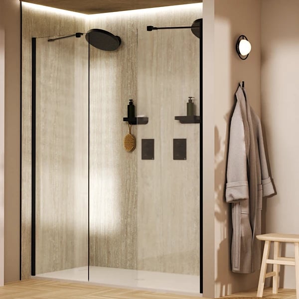 Gallery 8 Double Recessed Shower in Matt Black