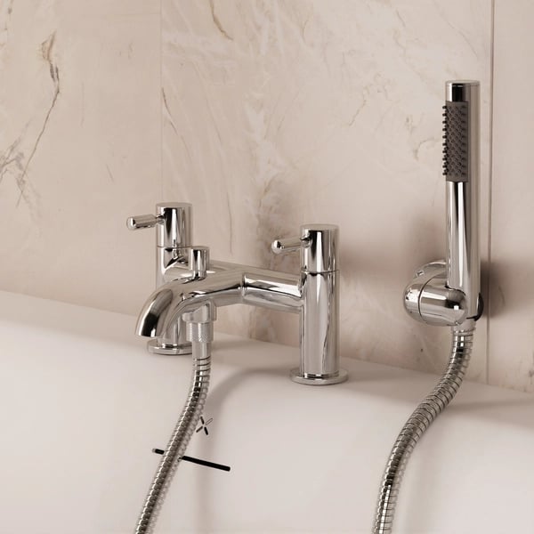 Fusion Bath Shower Mixer Dual Lever with Kit Chrome