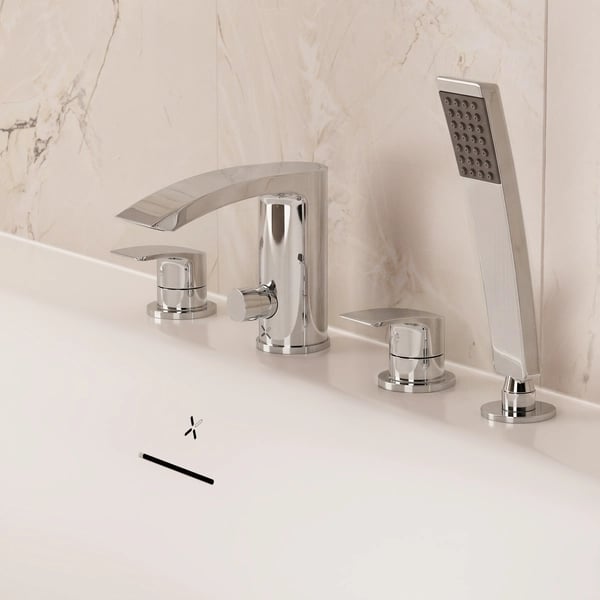 Flow Bath Shower Mixer 4 Hole with Kit Chrome