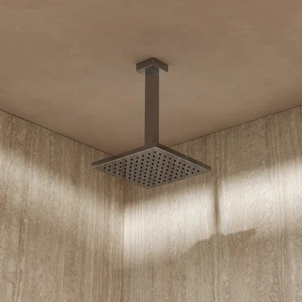 Planet Fixed Head 200mm & Ceiling Arm Square Chrome