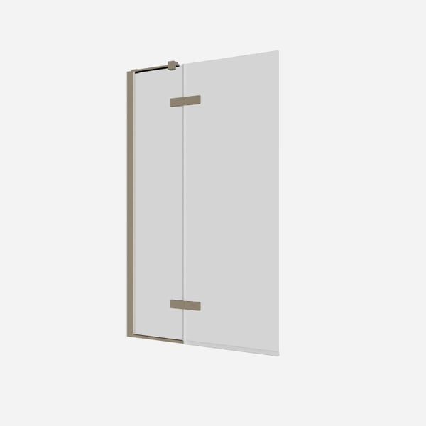 Optix 10 180° Hinged Bath Screen with Inline in Brushed Brass