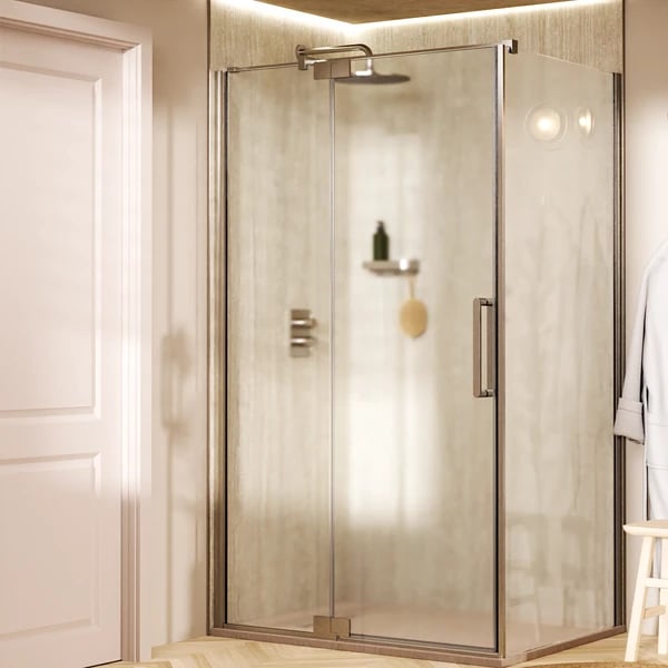 Optix 10 Inline Pivot Shower Door with Side Panel