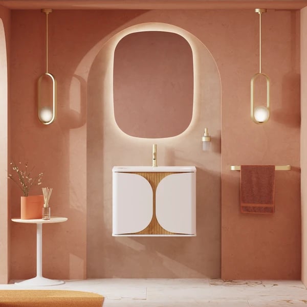 Tambour Wall Hung Furniture Unit with Basin - 600mm