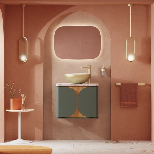 Tambour Wall Hung Furniture Unit with Worktop - 600mm