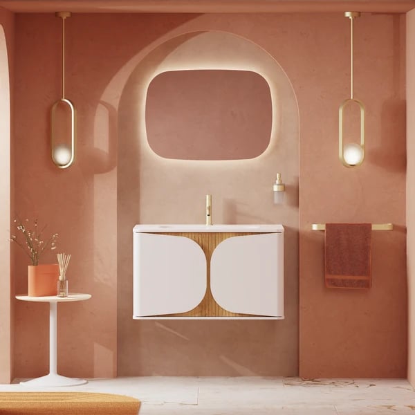 Tambour Wall Hung Furniture Unit with Basin - 800mm