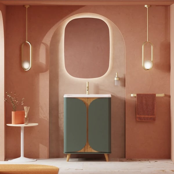 Tambour Floorstanding Furniture Unit with Basin - 600mm